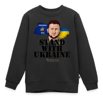 Ukraine Wisconsin - Kids Premium Organic Sweatshirt - black - Front - AI Model Kid Female (0cm)