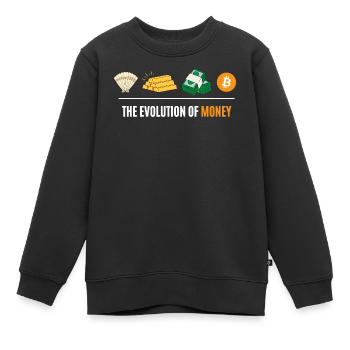 Die Evolution des Geldes - Kinder Premium Organic Sweatshirt - Schwarz - Vorne - AI Model Kid Female (0cm)