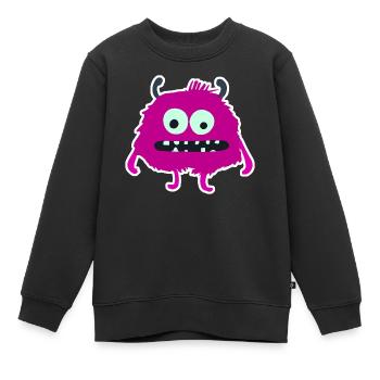 Monstre Pourpre Poilue | Créature mignonne et ridicule - Sweat Premium enfant bio - noir - Devant - AI Model Kid Female (0cm)