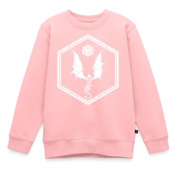 Hexagon Design Dragon dice - Sweat Premium enfant bio - rose - Devant - AI Model Kid Female (0cm)