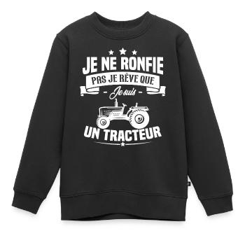 Je ne ronfle pas je rêve que je suis un tracteur - Sweat Premium enfant bio - noir - Devant - AI Model Kid Female (0cm)