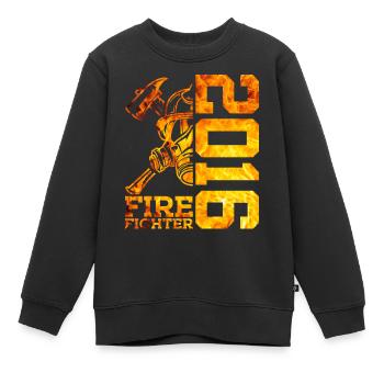 10E ANNIVERSAIRE DE LA BRIGADE DES POMPIERS 2016 - Sweat Premium enfant bio - noir - Devant - AI Model Kid Female (0cm)