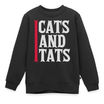 cats and tats Zitat - Kinder Premium Organic Sweatshirt - Schwarz - Vorne - AI Model Kid Female (0cm)