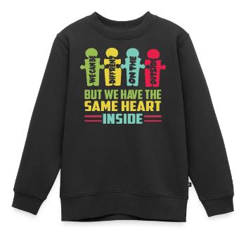 Alle haben das gleiche Herz - Kinder Premium Organic Sweatshirt - Schwarz - Vorne - AI Model Kid Female (0cm)