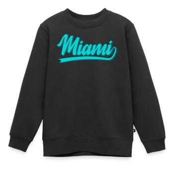 Miami Neon Script Turquoise - Kinder Premium Organic Sweatshirt - Schwarz - Vorne - AI Model Kid Female (0cm)