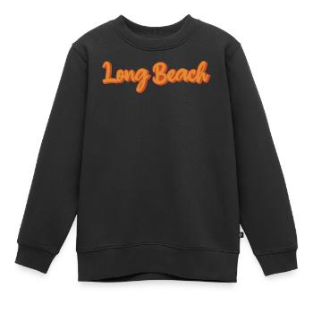 Long Beach Retro-Schrift in Orange - Kinder Premium Organic Sweatshirt - Schwarz - Vorne - AI Model Kid Female (0cm)