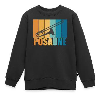 Posaune Vintage Musiker Instrument Geschenk - Kinder Premium Organic Sweatshirt - Schwarz - Vorne - AI Model Kid Female (0cm)