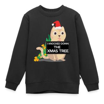 falscher Weihnachtskatzen-Weihnachtsbaum - Kinder Premium Organic Sweatshirt - Schwarz - Vorne - AI Model Kid Female (0cm)