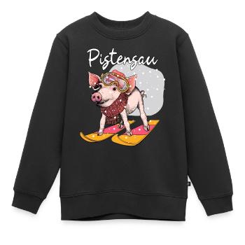 Pistensau Apres Ski Urlaub Geschenk - Kinder Premium Organic Sweatshirt - Schwarz - Vorne - AI Model Kid Female (0cm)