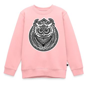 Eulen Symbol Owl Icon Design - dunkler Grund - Kinder Premium Organic Sweatshirt - Rosa - Vorne - AI Model Kid Female (0cm)