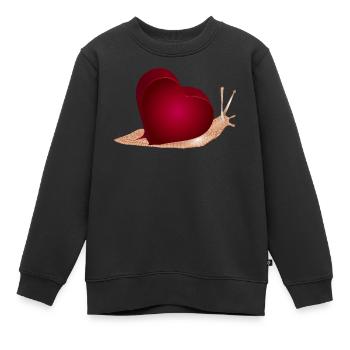 Escargot au cœur rouge comme coquille d’escargot - Sweat Premium enfant bio - noir - Devant - AI Model Kid Female (0cm)