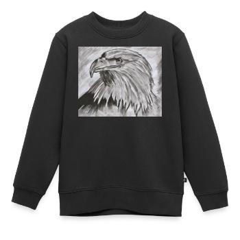 König der Lüfte – Adlerkopf Illustration - Kinder Premium Organic Sweatshirt - Schwarz - Vorne - AI Model Kid Female (0cm)