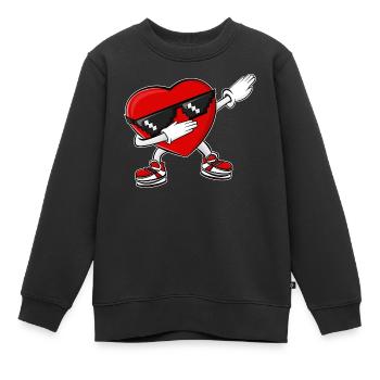 Dabbing Heart Saint-Valentin - Sweat Premium enfant bio - noir - Devant - AI Model Kid Female (0cm)