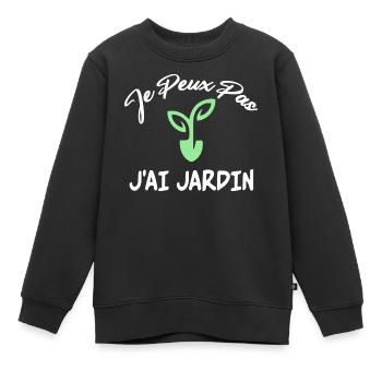 Je Peux Pas J'Ai Jardin Humour Jardinage Jardinier - Sweat Premium enfant bio - noir - Devant - AI Model Kid Female (0cm)