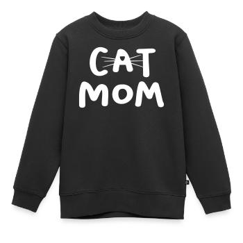 Cat Mom Katze Quote Statement Schnurrhaare Mutter - Kinder Premium Organic Sweatshirt - Schwarz - Vorne - AI Model Kid Female (0cm)