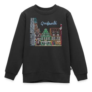Greifswald, Colombages à Fischmarkt, Allemagne de l'Est - Sweat Premium enfant bio - noir - Devant - AI Model Kid Female (0cm)