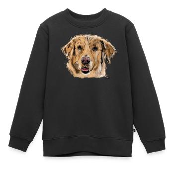 Golden Retrievers - Sweat Premium enfant bio - noir - Devant - AI Model Kid Female (0cm)