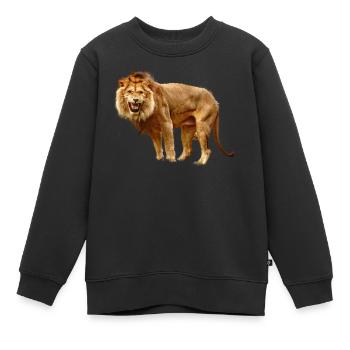 Lion - Sweat Premium enfant bio - noir - Devant - AI Model Kid Female (0cm)