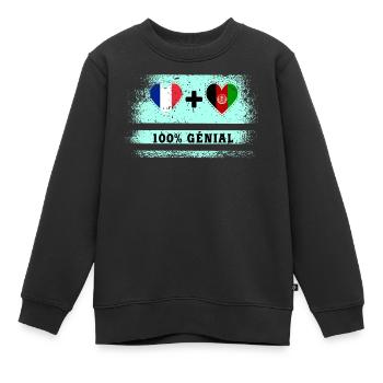 Drapeau France et Afghanistan 100% génial - Sweat Premium enfant bio - noir - Devant - AI Model Kid Female (0cm)