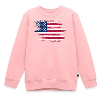 USA Flagge used - Kinder Premium Organic Sweatshirt - Rosa - Vorne - AI Model Kid Female (0cm)