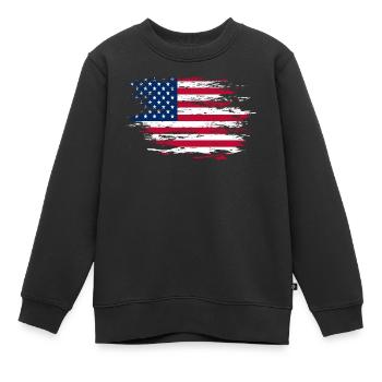 USA Flagge used - Kinder Premium Organic Sweatshirt - Schwarz - Vorne - AI Model Kid Female (0cm)