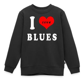 Ich liebe Blues - Kinder Premium Organic Sweatshirt - Schwarz - Vorne - AI Model Kid Female (0cm)