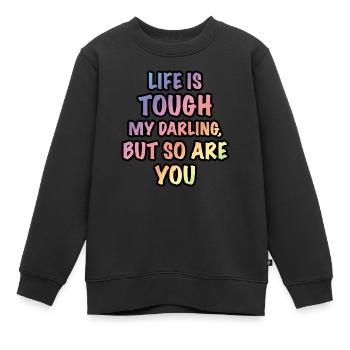Das Leben ist hart - Kinder Premium Organic Sweatshirt - Schwarz - Vorne - AI Model Kid Female (0cm)