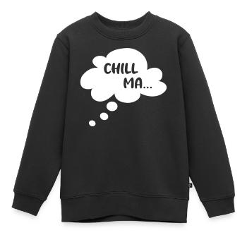 Sprechblase coole Sprüche chillen entspannen Wolke - Kinder Premium Organic Sweatshirt - Schwarz - Vorne - AI Model Kid Female (0cm)