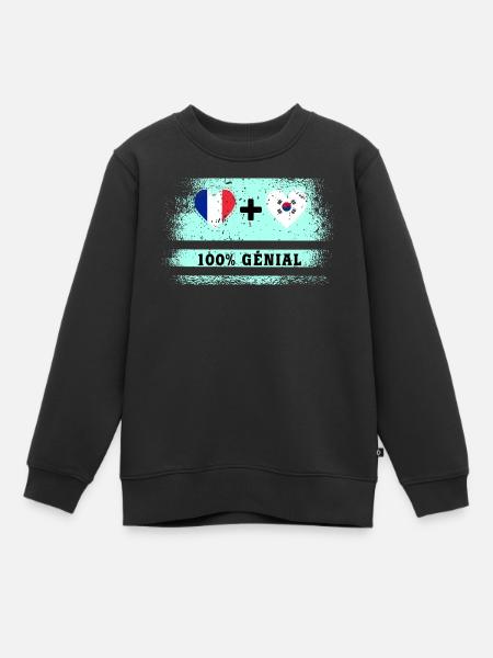 Drapeau France et Corée du Sud 100% génial - Sweat Premium enfant bio - noir
