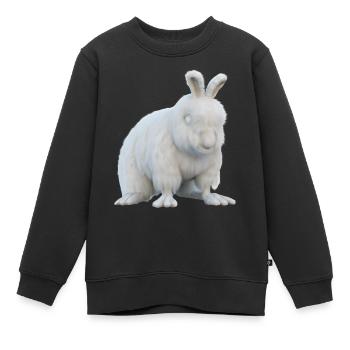 Lapin Angora moelleux - Sweat Premium enfant bio - noir - Devant - AI Model Kid Female (0cm)