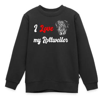 J'adore le design de mon chien Rottweiler - Sweat Premium enfant bio - noir - Devant - AI Model Kid Female (0cm)