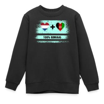 Afghanistan et Pays-Bas 100% Genius flag - Sweat Premium enfant bio - noir - Devant - AI Model Kid Female (0cm)