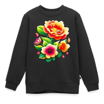 Bouquet de fleurs - Sweat Premium enfant bio - noir - Devant - AI Model Kid Female (0cm)