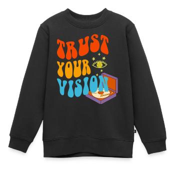 Platine vinyle Trust Your Vision - Sweat Premium enfant bio - noir - Devant - AI Model Kid Female (0cm)