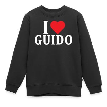 nom t-shirt J’adore Guido idée cadeau t-shirt - Sweat Premium enfant bio - noir - Devant - AI Model Kid Female (0cm)