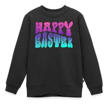 Happy Easter Schriftzug - Kinder Premium Organic Sweatshirt - Schwarz - Vorne - AI Model Kid Female (0cm)