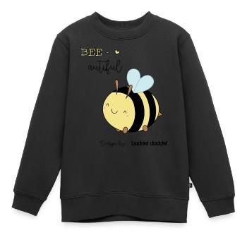 BEE-autiful Bee approaching I Baddeldaddel - Kids Premium Organic Sweatshirt - black - Front - AI Model Kid Female (0cm)
