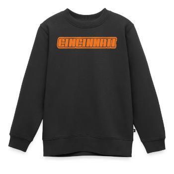 Lettrage rétro de Cincinnati Look orange - Sweat Premium enfant bio - noir - Devant - AI Model Kid Female (0cm)