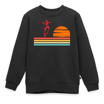 Skateboarding Cool Skater Boy Sonnenuntergang - Kinder Premium Organic Sweatshirt - Schwarz - Vorne - AI Model Kid Female (0cm)