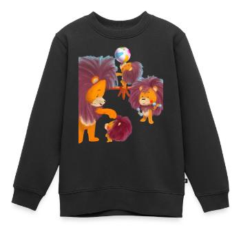 Lio Löwe übt für den Auftritt - Kinder Premium Organic Sweatshirt - Schwarz - Vorne - AI Model Kid Female (0cm)