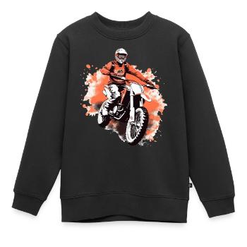 Moto cross - Sweat Premium enfant bio - noir - Devant - AI Model Kid Female (0cm)
