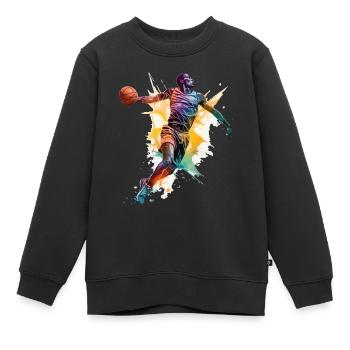 Basketball Basketballspieler Sport Splash Bunt - Kinder Premium Organic Sweatshirt - Schwarz - Vorne - AI Model Kid Female (0cm)