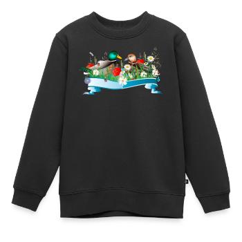 Couple de canards dans le lac avec une rive printanière - Sweat Premium enfant bio - noir - Devant - AI Model Kid Female (0cm)