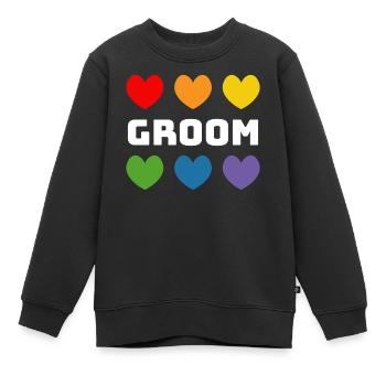 Rainbow Hearts Groom blanc - Sweat Premium enfant bio - noir - Devant - AI Model Kid Female (0cm)