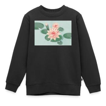 Fleurs de nénuphars avec bourgeon dans l’étang de nénuphars - Sweat Premium enfant bio - noir - Devant - AI Model Kid Female (0cm)