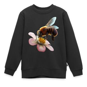 Abeille sur fleur - Sweat Premium enfant bio - noir - Devant - AI Model Kid Female (0cm)