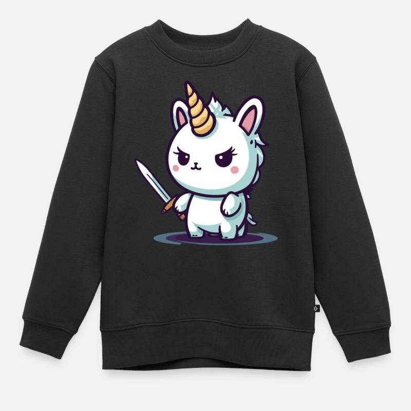 Einhorn böser - Kinder Premium Organic Sweatshirt - Schwarz