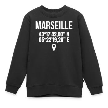 Marseille, ich bin Marseillais - Kinder Premium Organic Sweatshirt - Schwarz - Vorne - AI Model Kid Female (0cm)