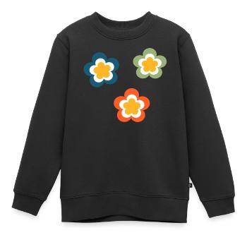 70er Jahre Blume Muster Retro Hippie Festival - Kinder Premium Organic Sweatshirt - Schwarz - Vorne - AI Model Kid Female (0cm)