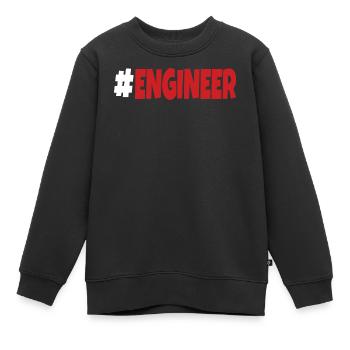 #engineer blanc et rouge - Sweat Premium enfant bio - noir - Devant - AI Model Kid Female (0cm)